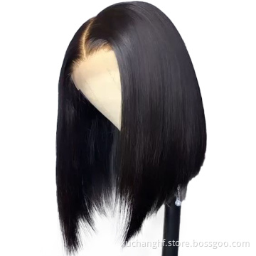 Wholesale Black 10-16 Inch Human Hair Bob Lace Wigs Vendor,Cheap 4x4/13x4 Closure Bob wig Natural Pre plucked With Baby Hair